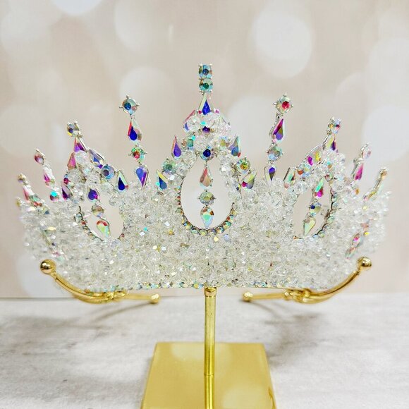 Wedding Crown, Diamond Crystal Crown, Bridal Jewelry, Silver Bridal Headpiece main image 4